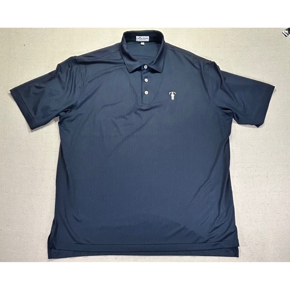 Peter Millar Summer Comfort Polo Shirt Mens XL Navy Blue Geometric Short Sleeve